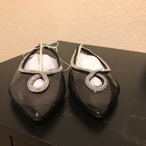 Torrid Black Flats with Silver Accents, clear Smokey black material